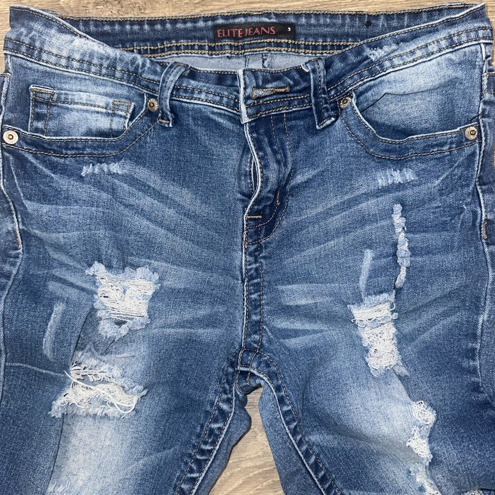 Distressed Blue Jeans - Picture 2 of 4